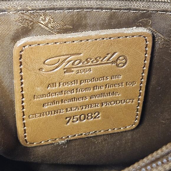 Fossil Ryder Satchel Purse Leather Handbag Crossbody Pebbled Classic Brown - Picture 13 of 16